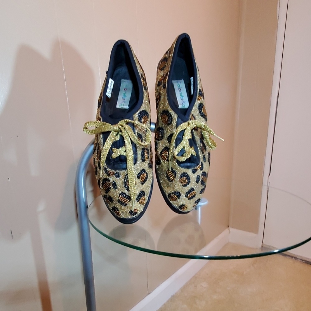 Color werks Beaded Leopard  Print Shoes